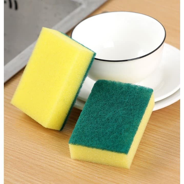 ฟองน้ำล้างจาน ทำความสะอาดล้างจาน สีเขียว-เหลือง รูปที่ 3