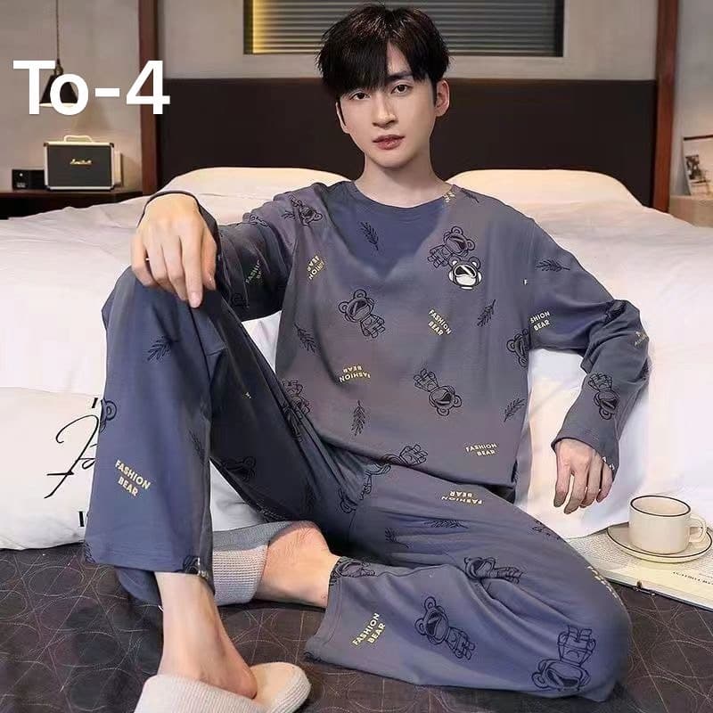ชุดนอนผู้ชาย เสื้อเเขนยาว+ขายาว พิมลาย ที่ไทย-TO รูปที่ 4