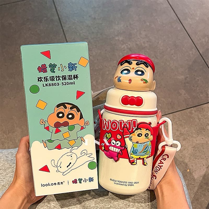 แบบใหม่ ‼ กระติกน้ำเด็กลายชินจัง 520 ML มีสายสะพาย หลอดดูด เก็บความเย็น วัสดุคุณภาพดี รูปที่ 2