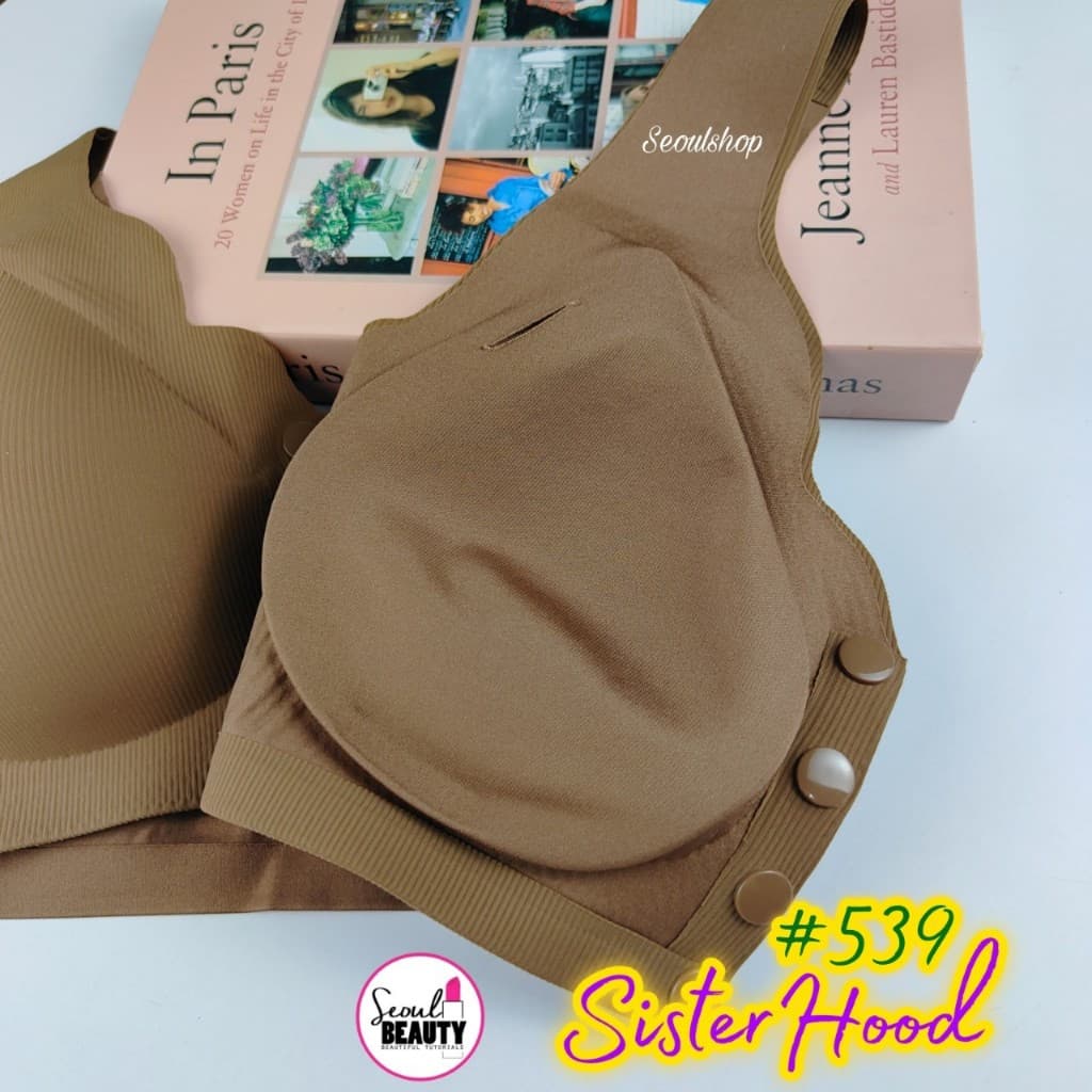 สปอร์ตบรา ผ้าไร้ขอบ กระดุมหน้า ฟองน้ำบาง เสริมดันล่าง หลังเรียบ อกกระชับ / 539 Sister hood รูปที่ 8