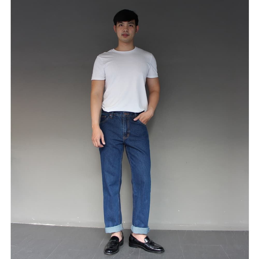 Golden Zebra Jeans กางเกงยีนส์ชายขากระบอกเล็กผ้าไม่ยืดไซส์เล็กไซส์ใหญ่ #535SNOW รูปที่ 7