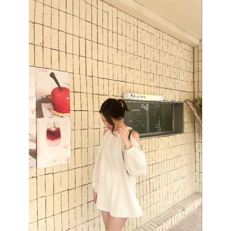 Alpha top เสื้อแขนยาว เว้าไหล่ ผ้าคอตตอนลินินผสมสลาฟญี่ปุ่น รูปที่ 5