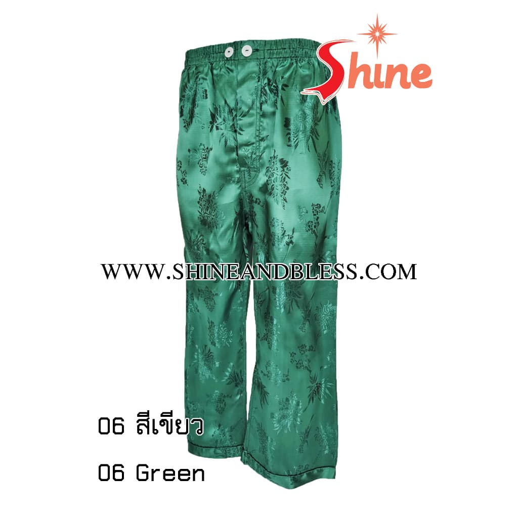 การเกงขอบยางแพรแท้ Shine แพรแท้100% เนื้อผ้านุ่มลื่น หลับสบายยามค่ำคืน เอวยางยืดใส่สะดวก กางเกงนอน รูปที่ 5