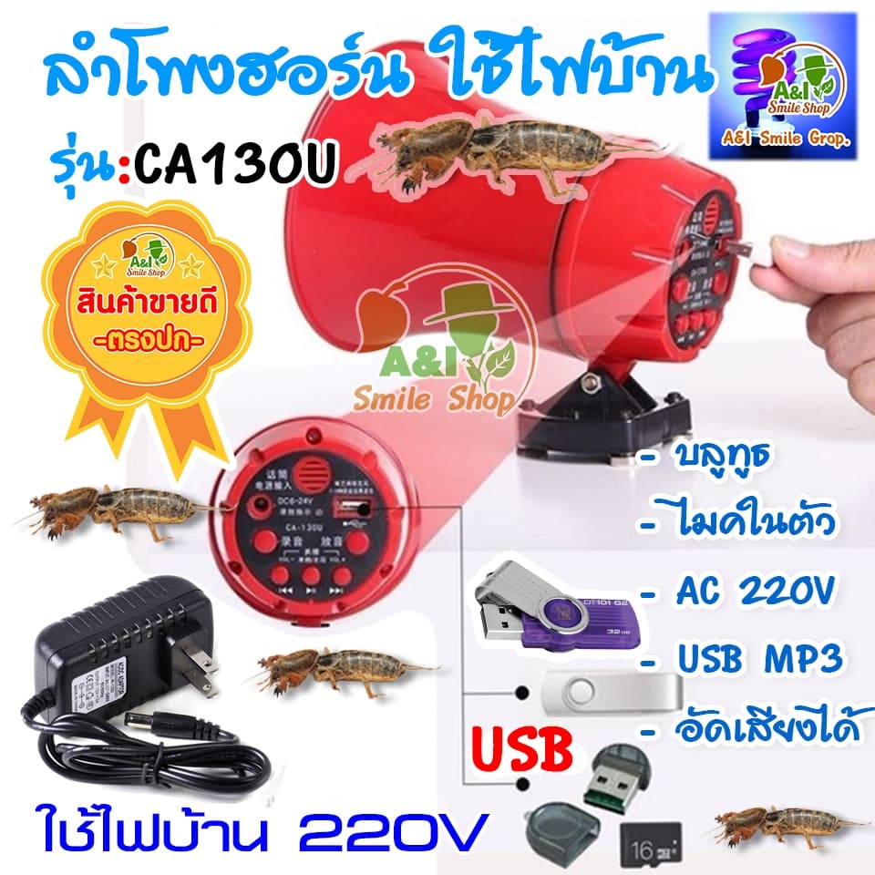 ชุดเสียงล่อแมงจีซอน ลำโพงฮอร์น USB เสียงจีซอน ใช้ไฟบ้าน 220V รูปที่ 4