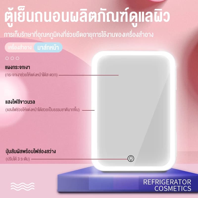 SANDE ตู้เย็นมินิ 12L ใส่ท้ายรถได้ ตู้เย็นเก็บเครื่องสำอาง แช่แผ่นมาส์ก ตู้เย็นหอพัก ตู้เย็นเก็บนม หรี่แสงLEDได้ 3 ระดับ รูปที่ 5