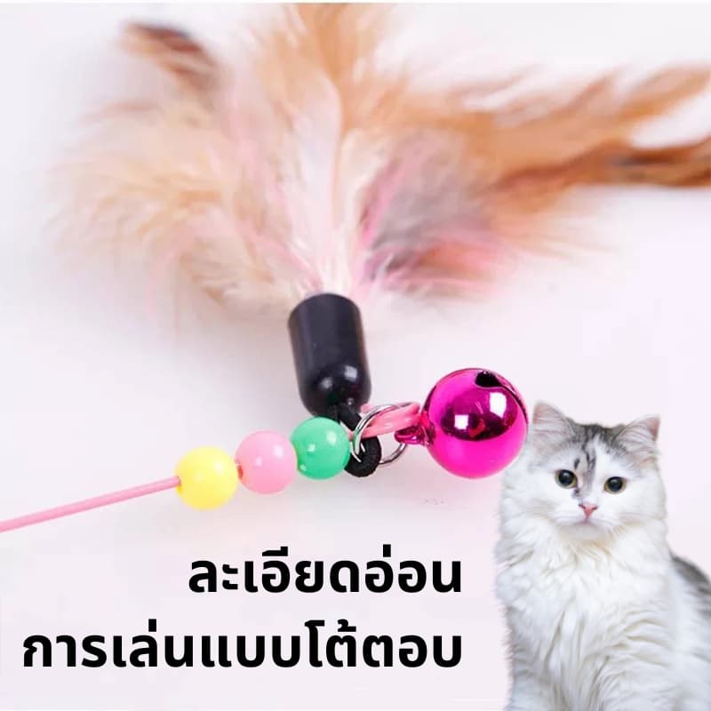 ไม้ตกแมว ของเล่นแมว ไม้แมว ไม้ล่อแมว ขอเล่นแมว ของเล่นเเมว หลากหลายสไตล์ ไว้ล่อแมว คลาดเครียดคลายเหงา รูปที่ 5
