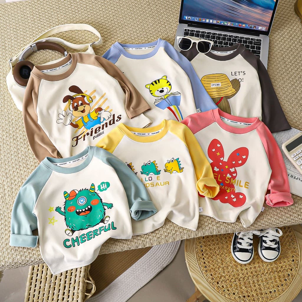 ส่งจากไทย เสื้อแขนยาวเด็ก รับประกันผ้านุ่ม CK109 รูปที่ 1