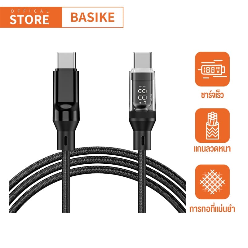 BASIKE Type C TO Type C สายชาร์จเร็ว Pd 100W USB C TO USB C Display สายสำหรับ Xiaomi poco F3 realme Macbook iPad รูปที่ 1