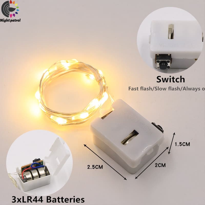 สายไฟหิ่งห้อย Led 1/ 3/5 เมตร สายไฟกระพริบเร็ว และช้า ของตกแต่งกล่องของขวัญ ปาร์ตี้คริสต์มาส รูปที่ 3