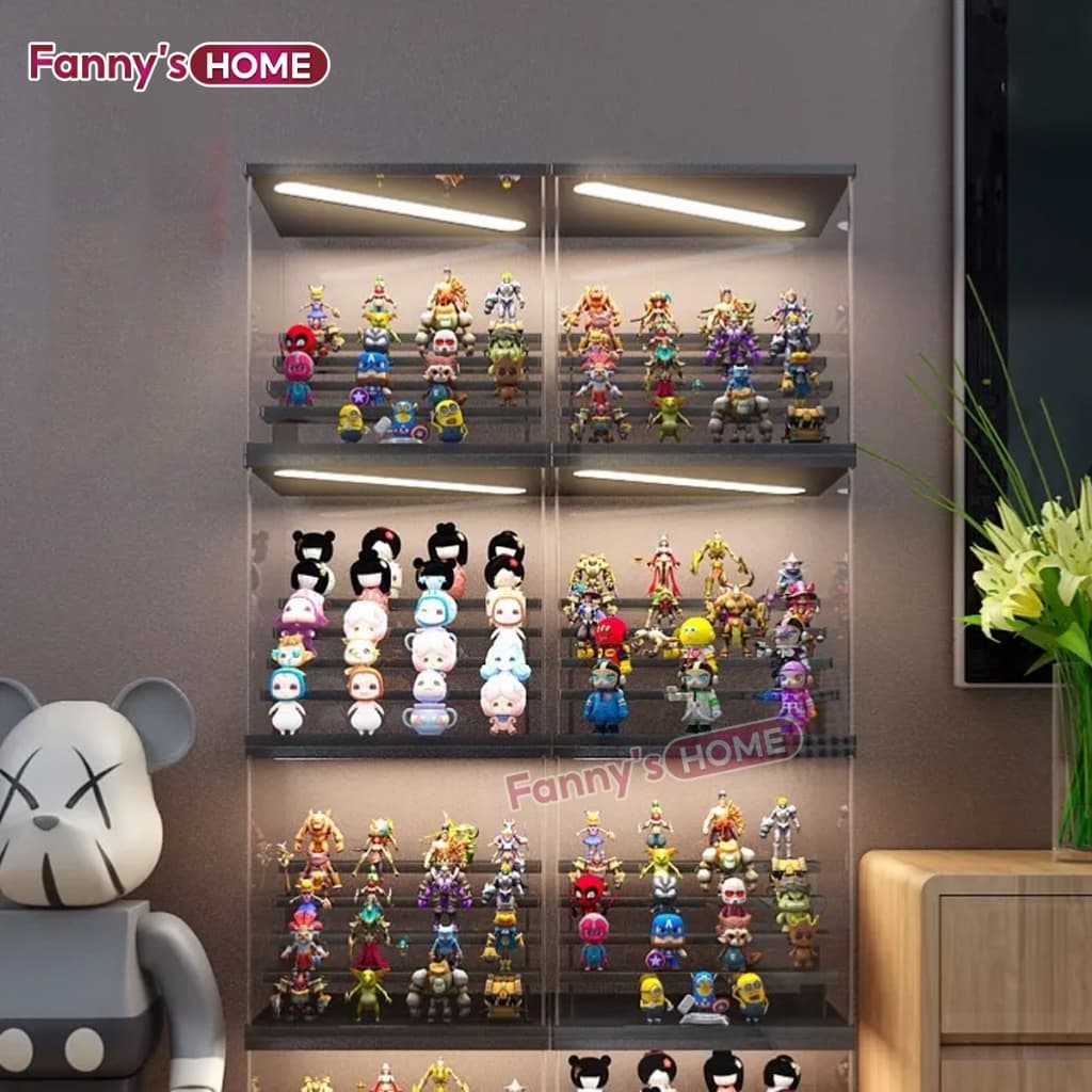 กล่องอะคริลิค 2-5 ชั้น พร้อมไฟ blind box popmart โชว์โมเดล ฟิกเกอร์ labubu skull panda ปรับความสว่างได้ รูปที่ 2