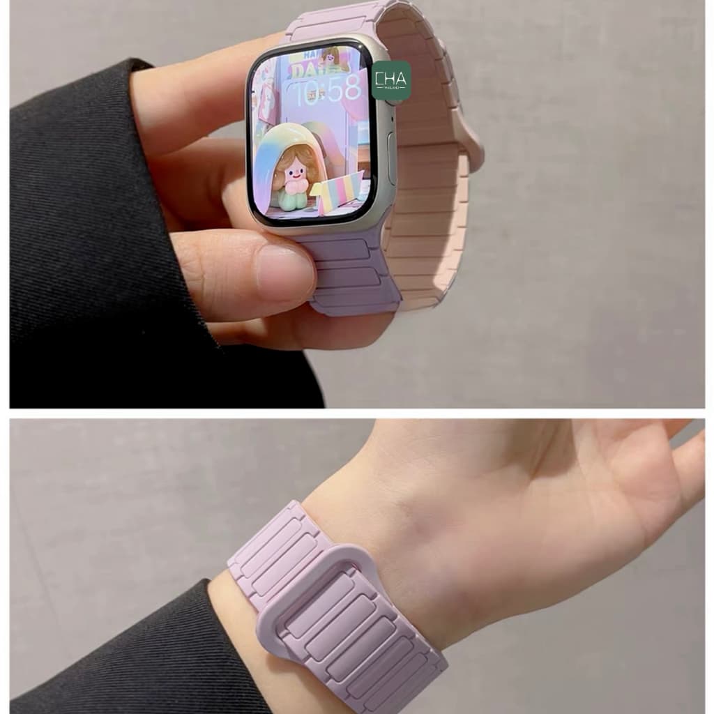 สาย smart watch 40/44/45/41/46/38มม สายนาฬิกา smart watch 11 10 9 8 ultra 7 6 5 4 3 นิ่ม เเบบเเม่เหล็ก a01 A-star รูปที่ 7