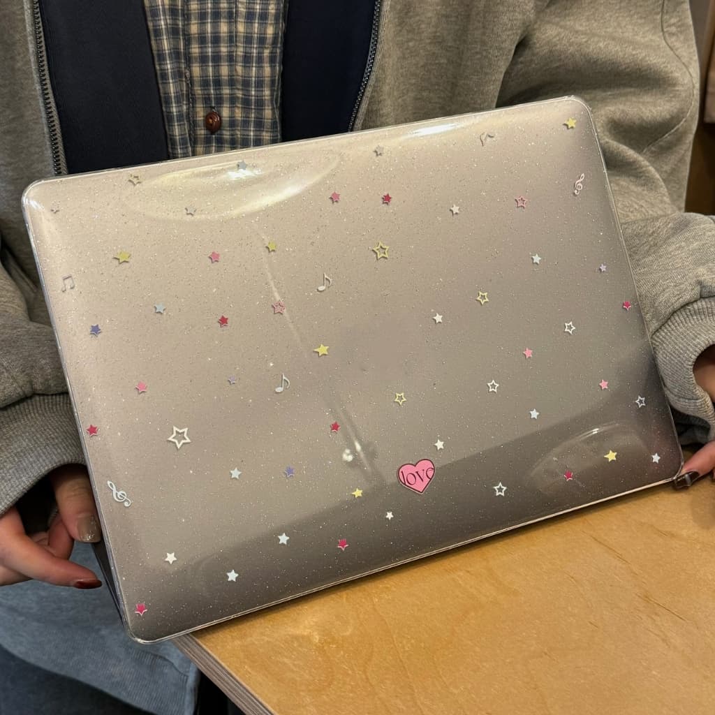 Shesell เคส macbook Musical Notes Stars Air13/15 M5 Pro13 Neo13 เคสสำหรับแมคบุ๊คใส รูปที่ 3