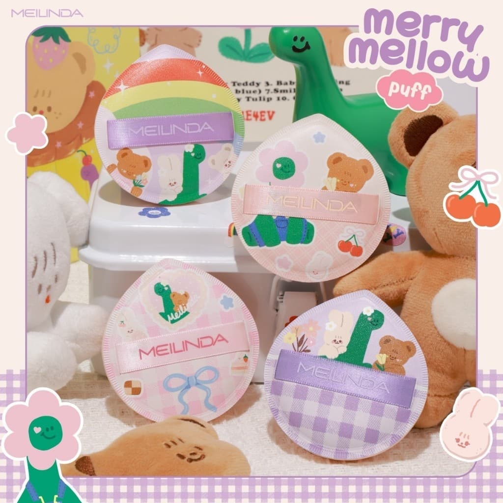ถูก/แท้/มีไลฟ์ พัฟ MEILINDA Merry Mellow Puff พัฟแต่งหน้า พัฟเมลินดา เกลี่ยรองพื้น รูปทรงหยดน้ำ นุ่มเด้ง ลายการ์ตูน รูปที่ 4