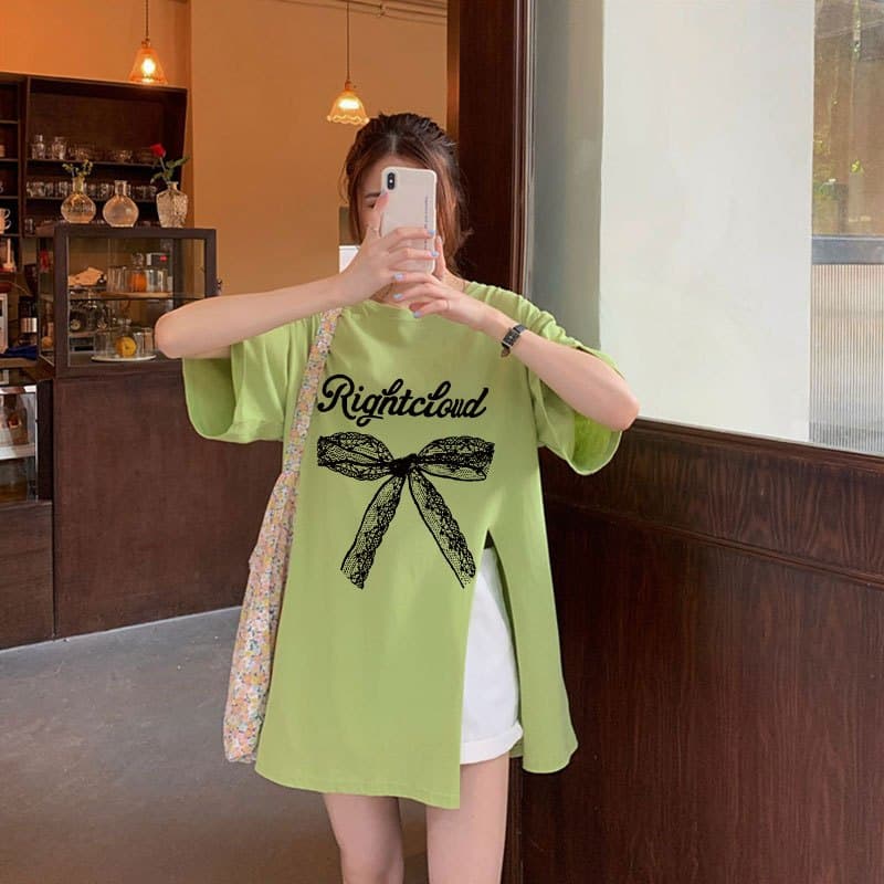 เสื้อยืดสวยๆผู้หญิงแฟชั่นฤดูร้อน oversize เสื้อผ้าสาวอวบไซส์ใหญ่ แขนสั้นทรงหลวม เสื้อโอเวอร์ไซส์สไตล์เกาหลี น่ารักๆ รูปที่ 8