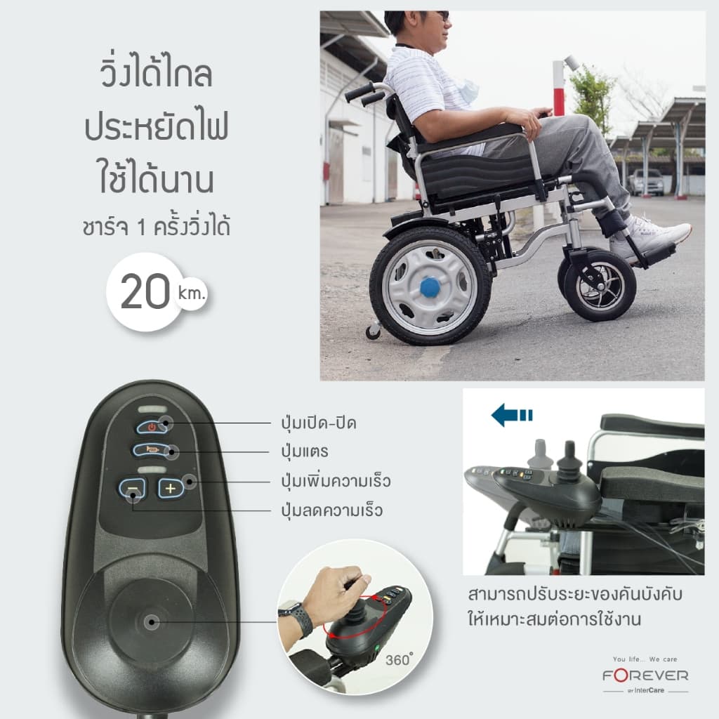 FOREVER รุ่น Elite Silver รถวีลแชร์ไฟฟ้า 3 ระบบ รถเข็นไฟฟ้า เบรกไฟฟ้า วีลแชร์คนแก่ รูปที่ 2