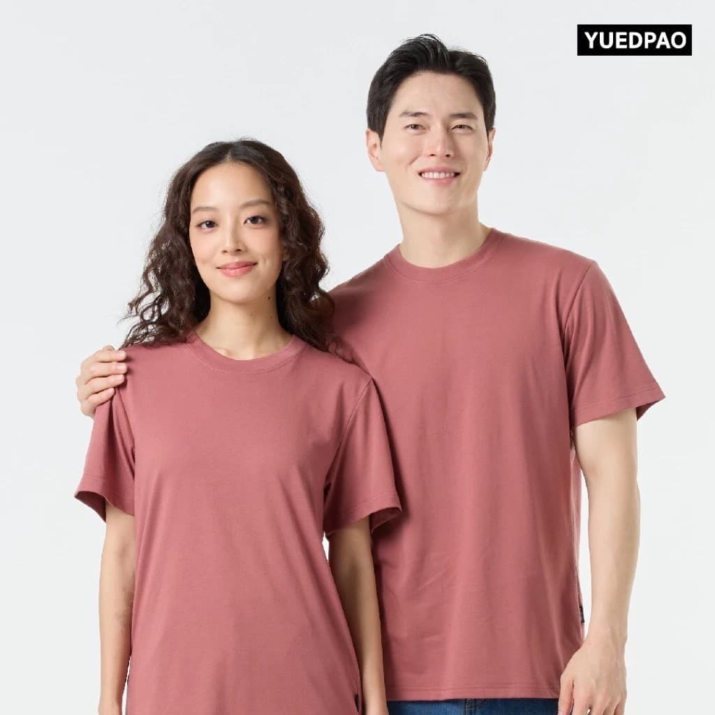 Yuedpao Ultrasoft Non-Iron เสื้อยืดคอกลม ผ้านุ่มใส่สบาย ไม่ย้วย ไม่หด ไม่ต้องรีด เสื้อยืดสีพื้น Set Pink rose รูปที่ 4