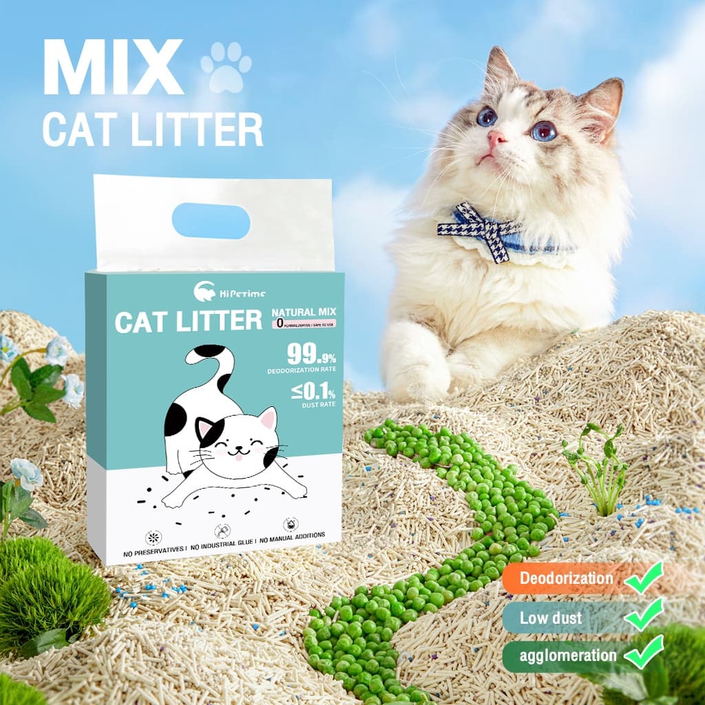 2kg ทรายแมวเต้าหู้ 6L ทรายแมวผสมเบนโทไนท์ & ถั่วเหลืองธรรมชาติ ลดกลิ่นดี ดูดซับเร็ว ไม่ติดเท้า