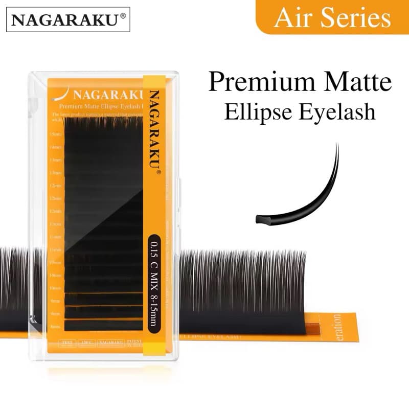 ขนตาเส้นแบนปลายแฉก NAGARAKU 5th Generation Premium Matte Ellipse Lash #อุปกรณ์ต่อขนตา ในไทย รูปที่ 1