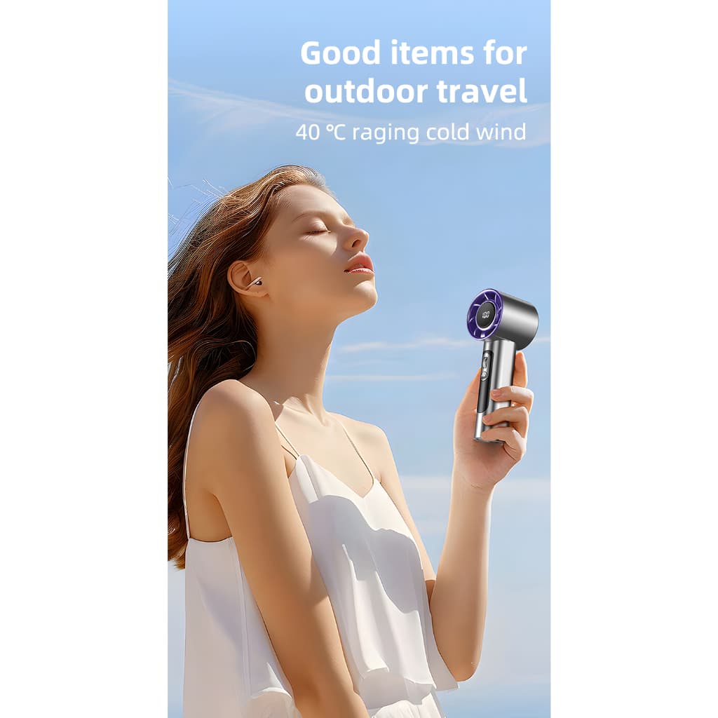 พัดลมพกพา Turbo Fan 100-Speed, USB พัดลมมือถือ Pocket Mini Fan Type-C ชาร์จเร็ว รูปที่ 6