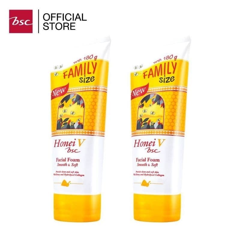 HONEI V BSC FACIAL FOAMFAMILY SIZE 180 G. โฟมน้ำผึ้ง สูตรยอดนิยม ผิวหน้าสะอาดขายดีอันดับหนึ่งสต็อกใหม่ตลอด รูปที่ 3