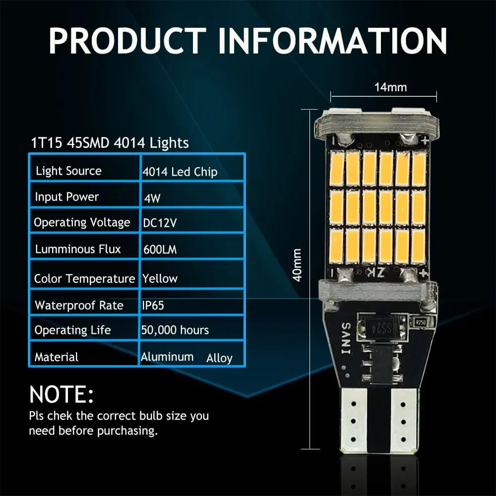 ประเทศไทย 24 ชั่วโมงT10/T15 หลอดไฟเลี้ยวไฟหรี่ LED 45 ชิป ใช้ได้กับรถยนต์มอเตอร์ไซค์ ความสว่างสูง พิเศษ รูปที่ 6