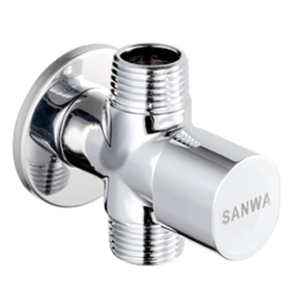 SANWA ก๊อกติดผนัง สต๊อปวาล์ว 1-2 ทาง/แบบสวมสายยาง/ติดผนังปลายเรียบ ซันวา เจ็ท ขนาด 1/2″ รูปที่ 3