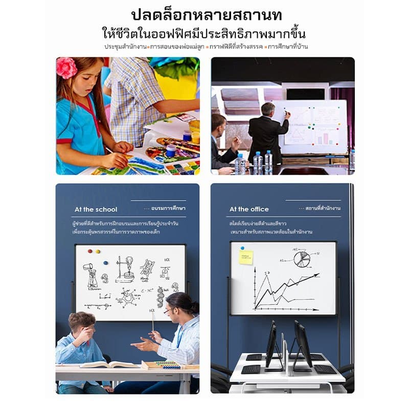 ไวท์บอร์ด Whiteboard กระดานไวท์บอร์ด 2 ด้าน กระดานเขียนลบได มีหลายขนาด สำหรับสำนักงานและห้องเรียน สามารถออกใบกำกับภาษีได รูปที่ 8