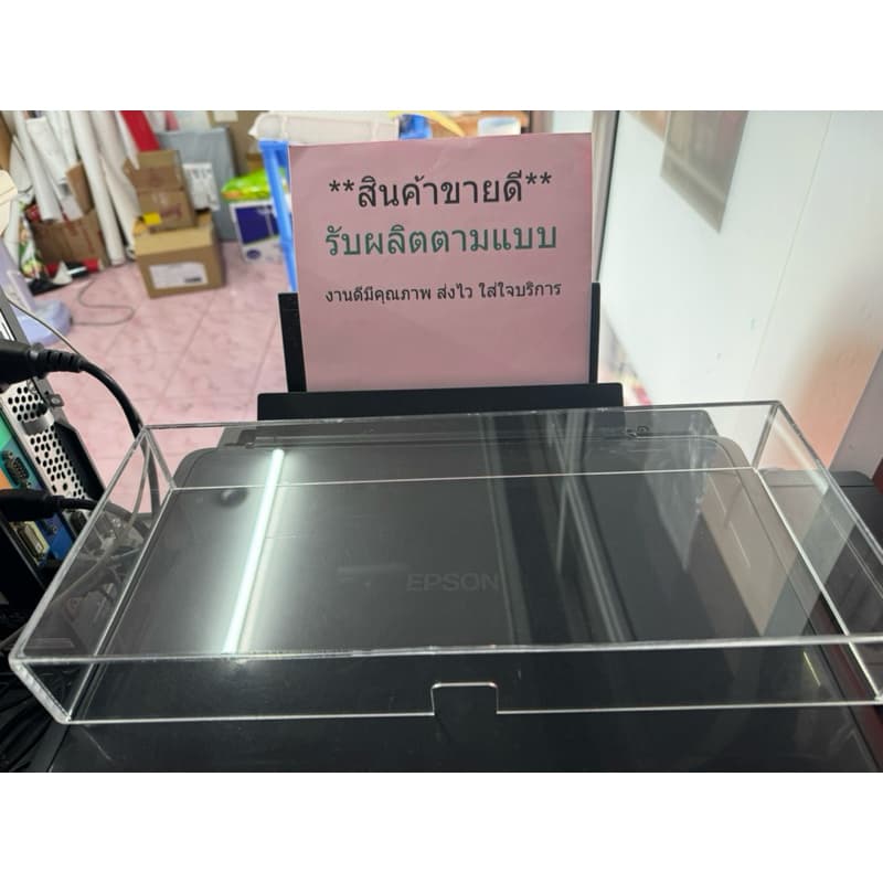 ผลิตเองกล่องครอบถึงโต้ะวางคีย์บอร์ดกันฝุ่นมีสารป้องกันUVไม่เหลืองกรอบเกรดAมีเจาะช่องลอดสาย รูปที่ 3