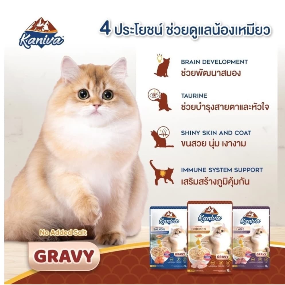 {ยกโหล12ซอง} Kaniva คานิว่า อาหารเปียก เนื้อทูน่า สูตรบำรุงสุขภาพมี Vitamins Ball 70g x12 ซอง รูปที่ 5