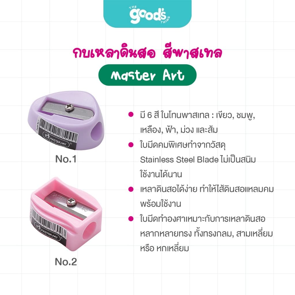 กบเหลาดินสอ Master Art Pastel NO.1 / NO.2 กบเหลา 1 รู สีพาสเทล คละสี รูปที่ 3