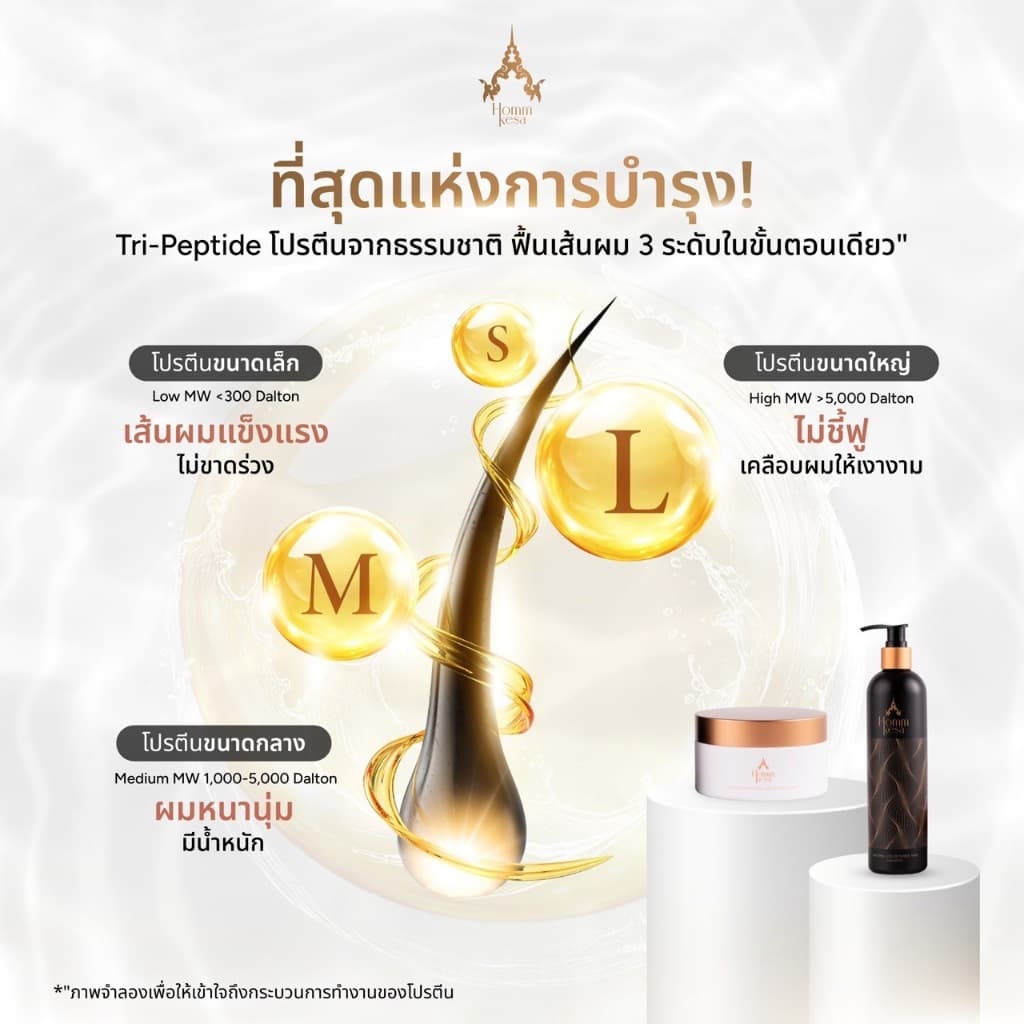 Hommkesa SET แชมพูปิดผมขาว+แชมพูบำรุง+ทรีทเม้นท์ แถมฟรีผ้าขนหนู รูปที่ 3