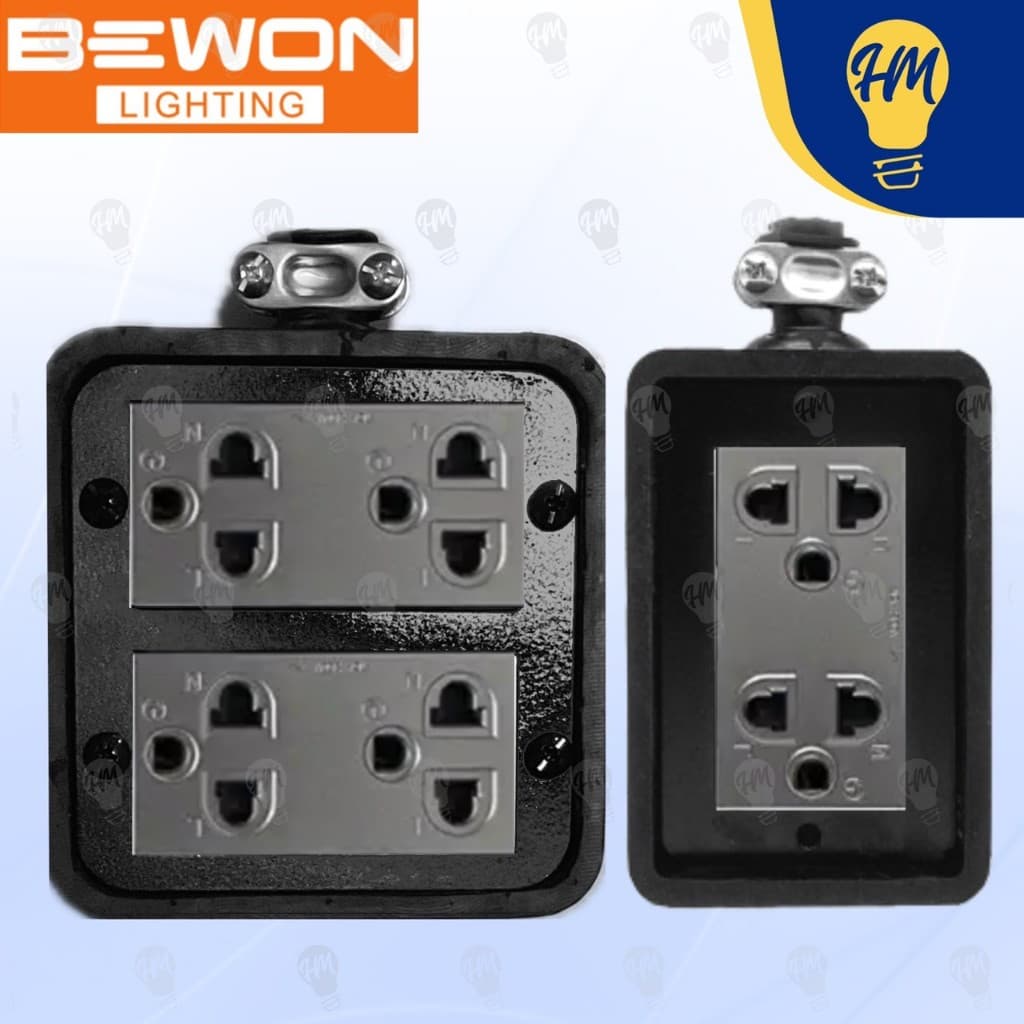 Bewon ปลั๊กไฟ บล็อคยาง พร้อมปล๊กกราวด์คู่ 2X4 , 4X4 รูปที่ 1