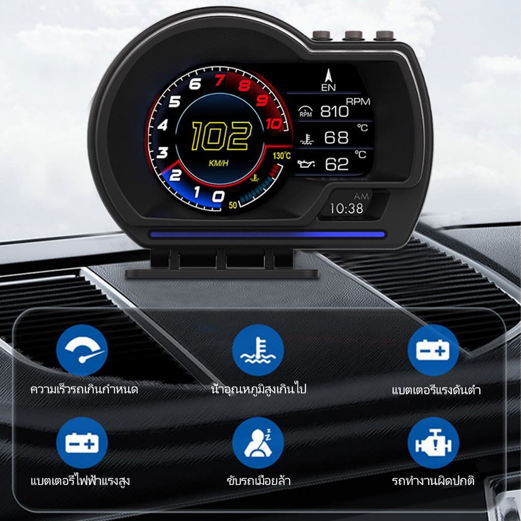 สมาร์ทเกจ OBD2+GPS เมนูภาษาไทย รับประกัน 3 ปี Smart Gauge เกจวัดรถยนต์ Display meter วัดความร้อน รูปที่ 5