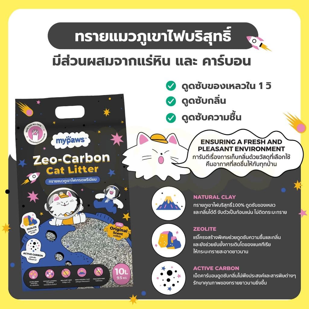 Purrs Zeolite Carbon ทรายแมวภูเขาไฟเกรดพรีเมี่ยม My Paws รูปที่ 3