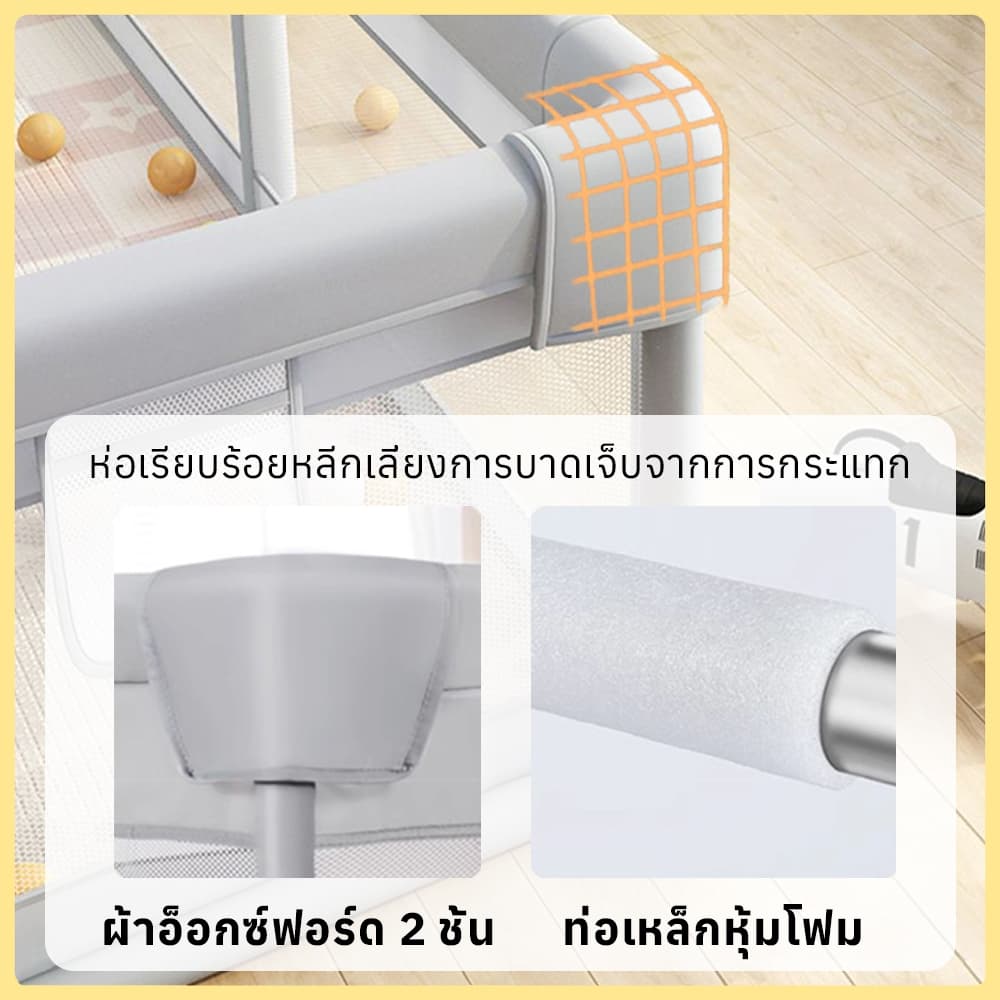 คอกกั้นเด็ก คอกเด็ก รั้วกั้นสัตว์เลี้ยง ขนาด 120*120 ซม. สูง 65 cm คอกกั้นเด็กตาข่าย สวยทนแข็งแรงเจ้า ระบายอากาศ รูปที่ 4