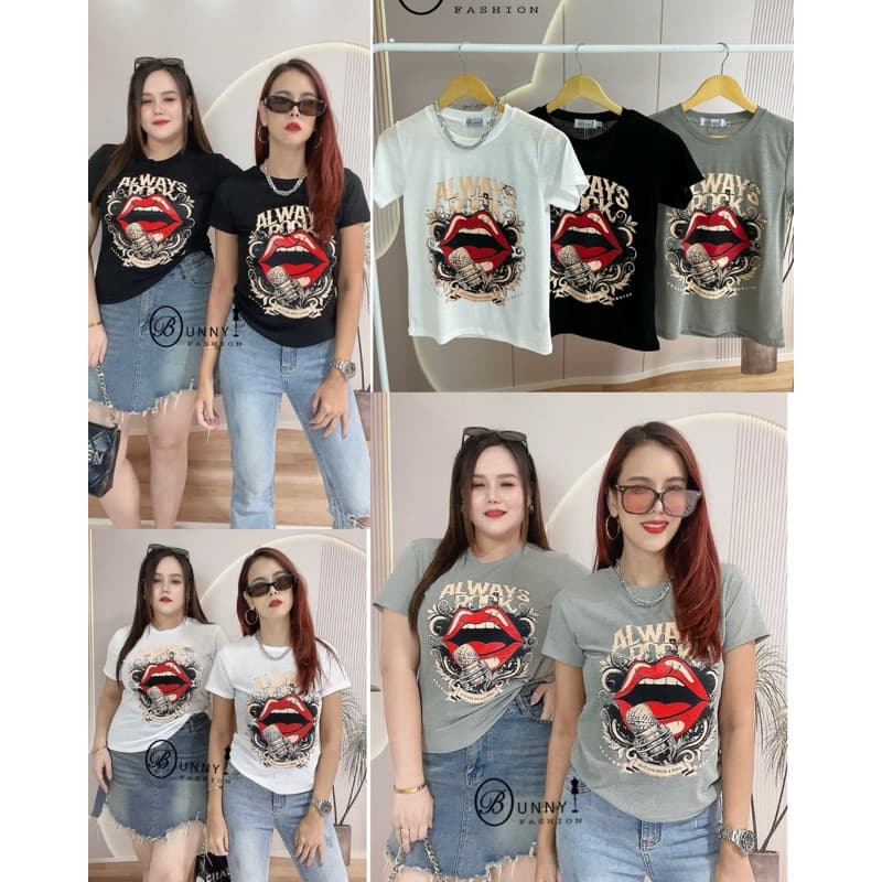 A180 BunnyFashion เสื้อสลาฟสกรีนลาย มี 3 ขนาดไซส์ เนื้อผ้าบาง รูปที่ 2