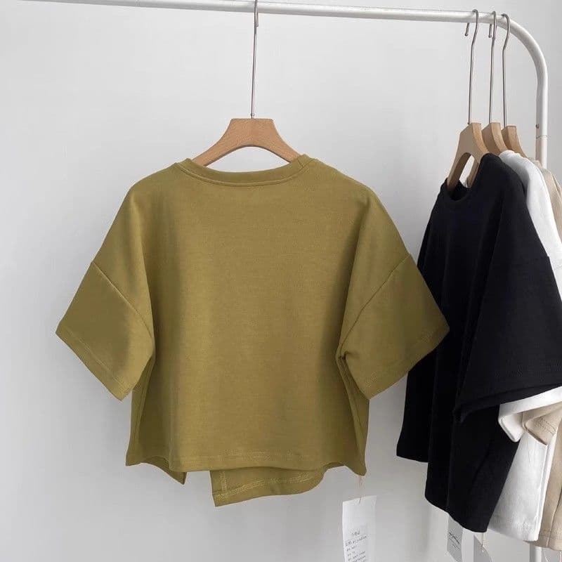 เสื้อครอปน่ารักสไตล์มินิมอลสไตล์เกาหลี สีพื้น oversize เสื้อผ้าสาวอวบไซส์ใหญ่ เสื้อยืดสวยๆผู้หญิงฤดูร้อนแฟชั่นมาใหม่ 3XL รูปที่ 5