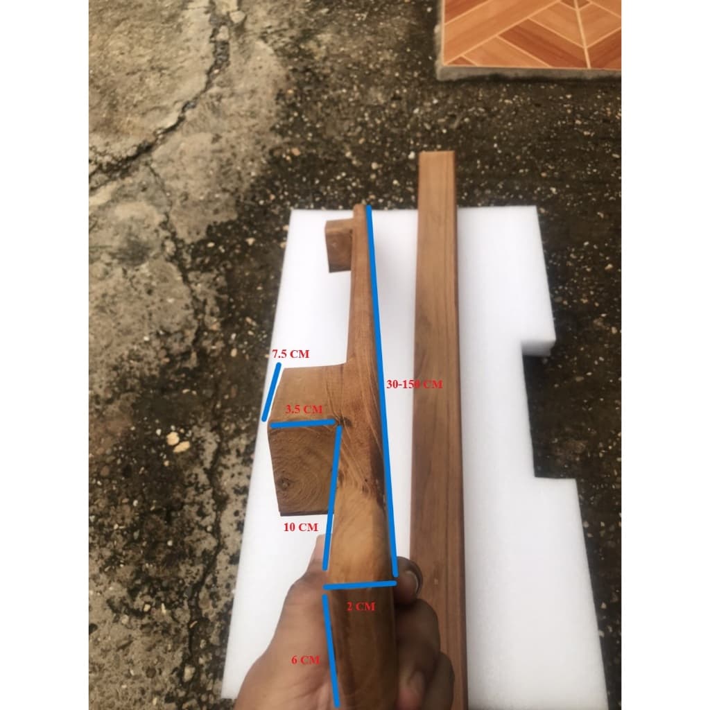 มือจับประตูไม้สัก 6 CM ยาว 30-150 CM รูปที่ 2