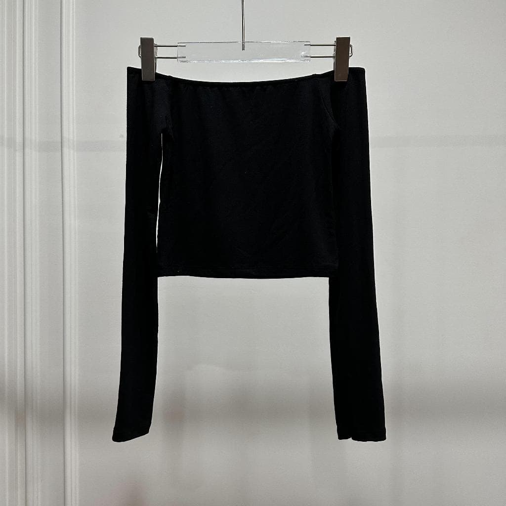 BABE LONGSLEEVE เสื้อครอป ปาดไหล่ แขนยาว รูปที่ 5