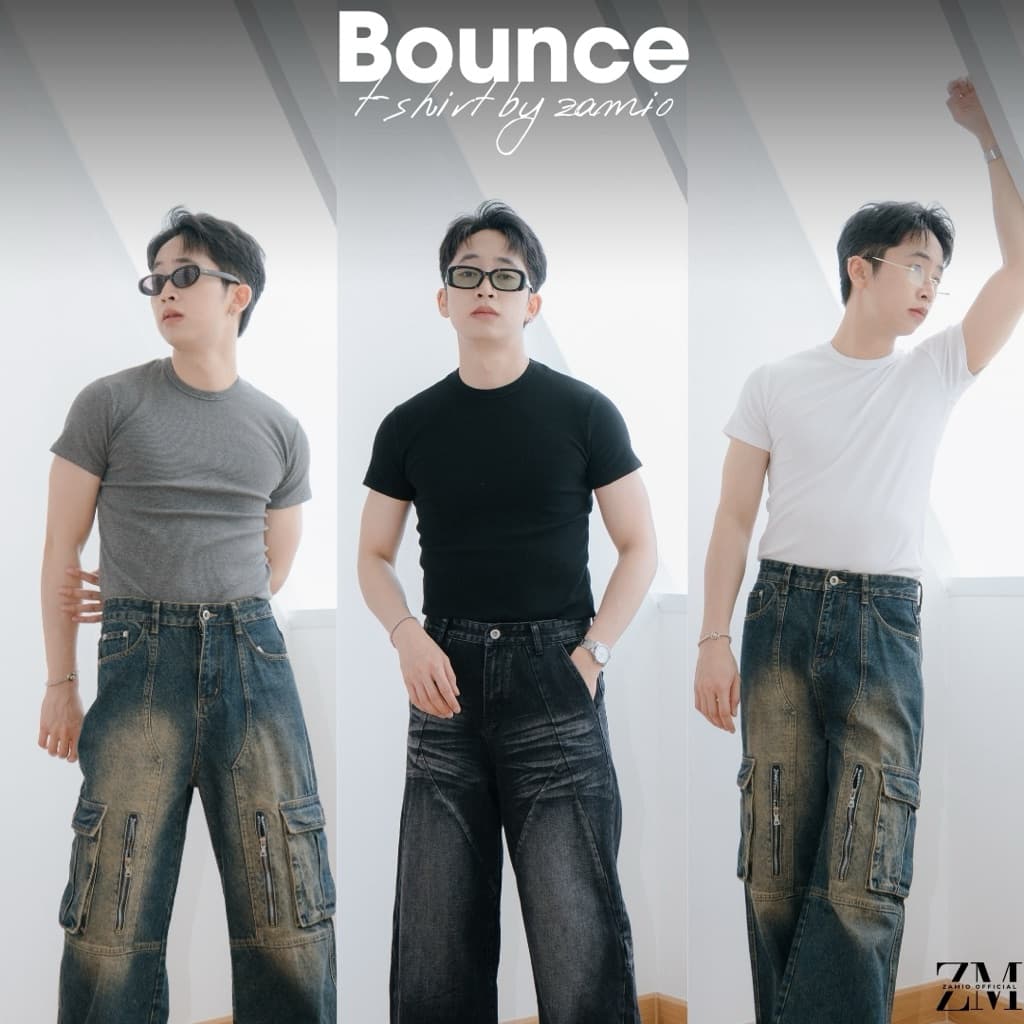 ZAMIO BOUNCE T-shirt เสื้อยืดทรงรัดรูปผ้ายืดใส่สบายตัวสั้น เสื้อไม่ยาวนะครับ รูปที่ 1