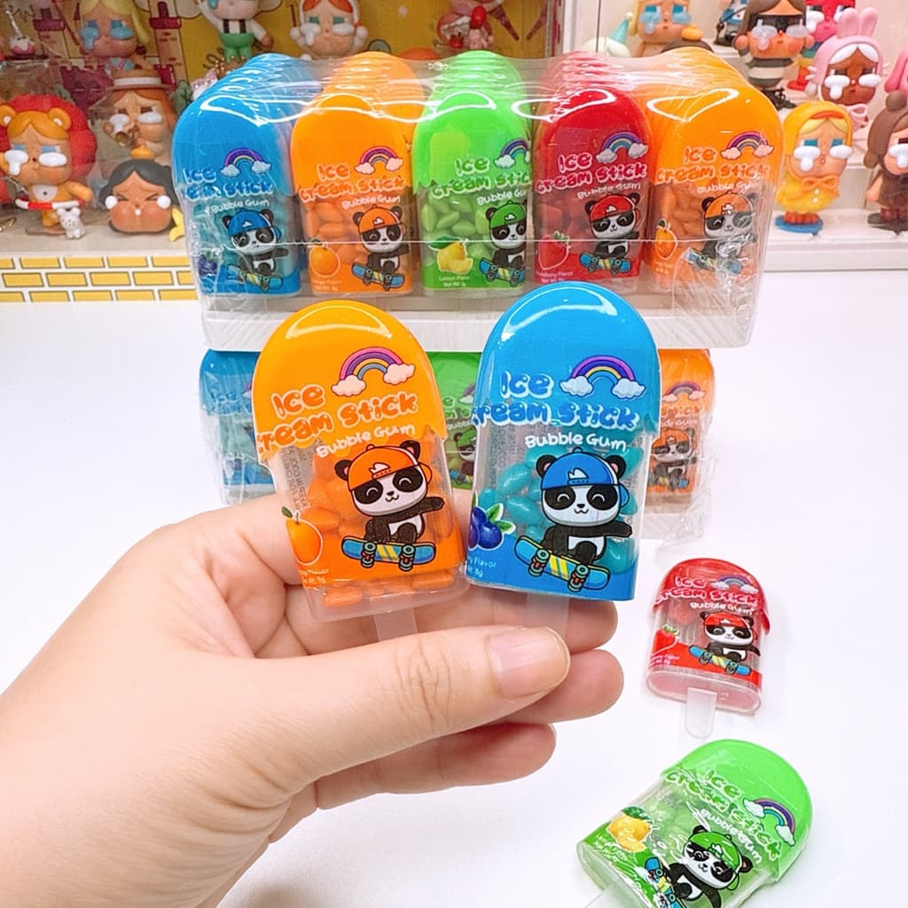 ไอติมเเพนด้าหมากฝรั่งสติ๊ก 5 สี 1 เเพค 30 ชิ้น ขนม วัยเด็ก แมคโคร ขนม แผง เยลลี่ ขนมยุค90 ในตํานาน รูปที่ 4