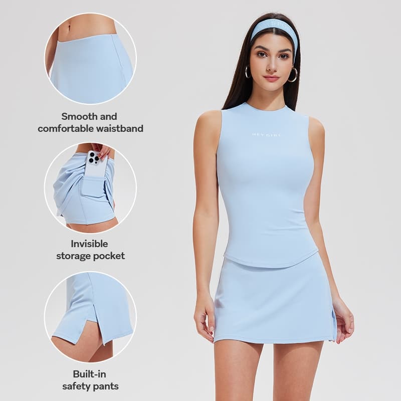 Cosleaf golf dresse ชุดกอล์ฟ&เทนนิส ใส่ออกกำลังกายเล่แบดมินตัน ทรงสลิมฟิตแฟชั่นทันสมัย ผ้านุ่มใส่สบายยืดหยุ่นดี รูปที่ 2