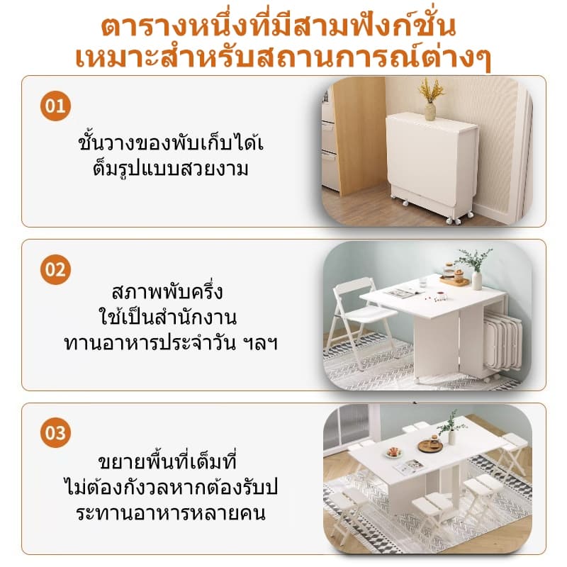 SEVENWOOD โต๊ะพับ โต๊ะในครัว โต๊ะกินข้าว โต๊ะสนาม โต๊ะยาว table100/120cm การพับได้ ประหยัดพื้นที่ แข็งแรงทนทาน รูปที่ 6