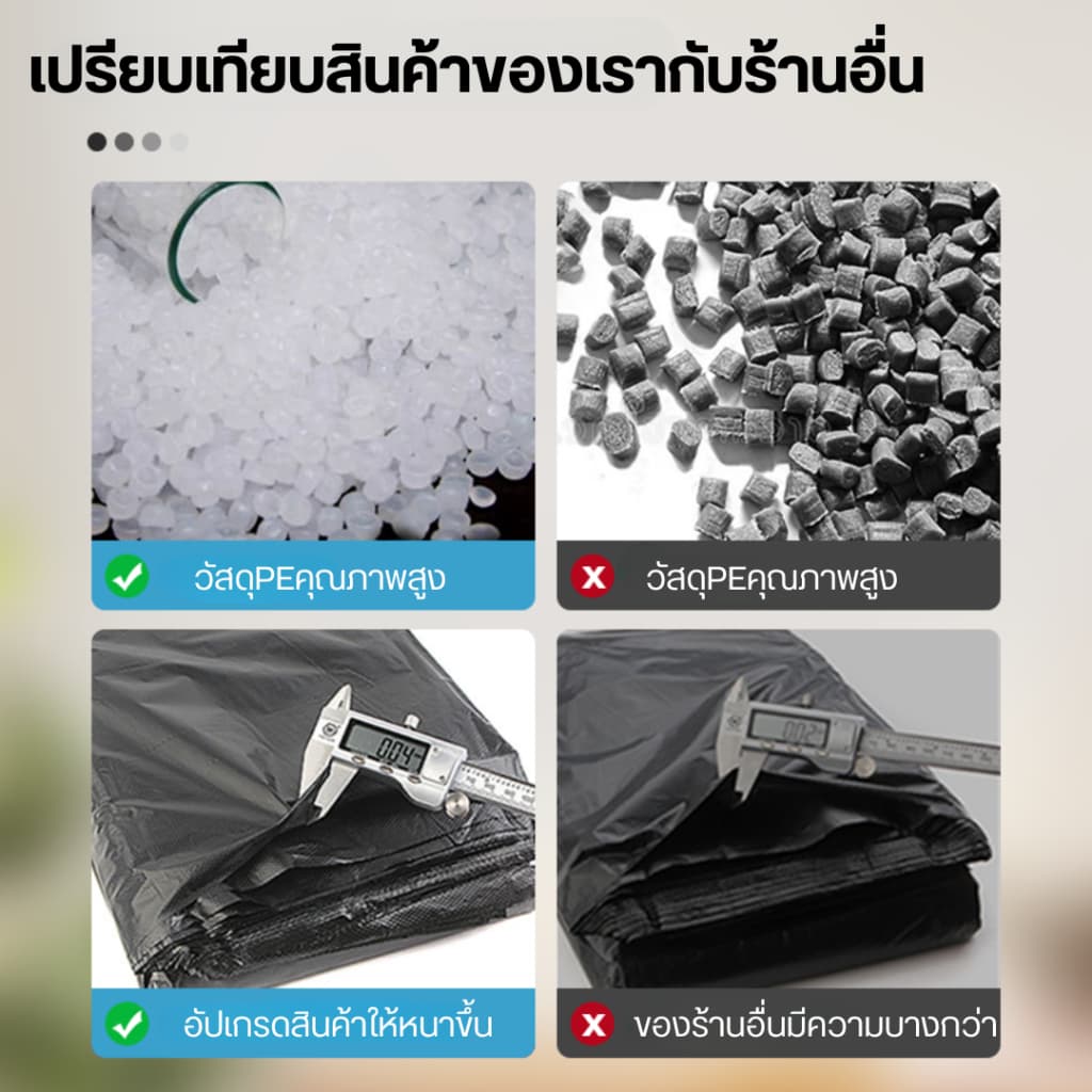 คุ้มที่สุด ถุงขยะ ถุงขยะดำ ถุงดำไร้กลิ่น ถุงขยะแบบม้วนหนา 18x20 22x24 26x32 30x37 37x40 เกรดA รูปที่ 8
