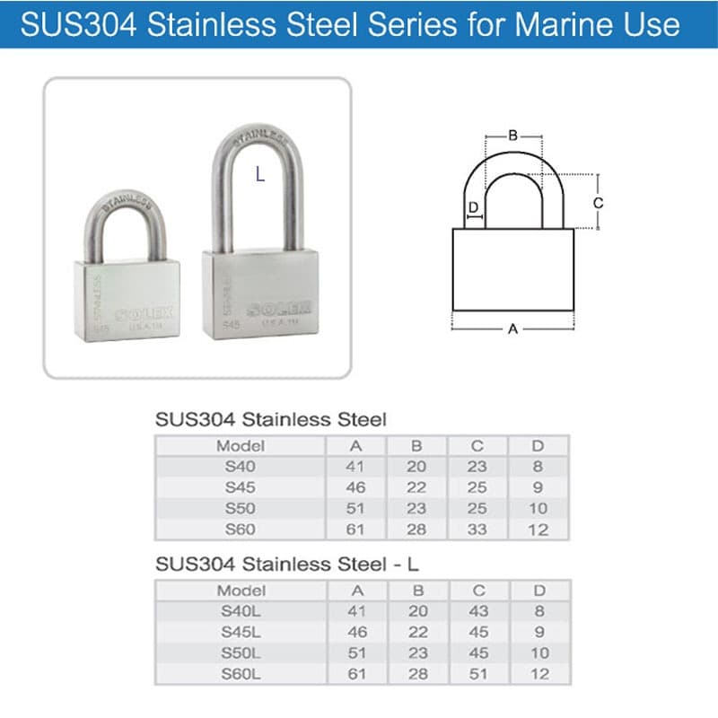 SOLEX กุญแจคล้อง รุ่น SUS 304 Stainless รูปที่ 4