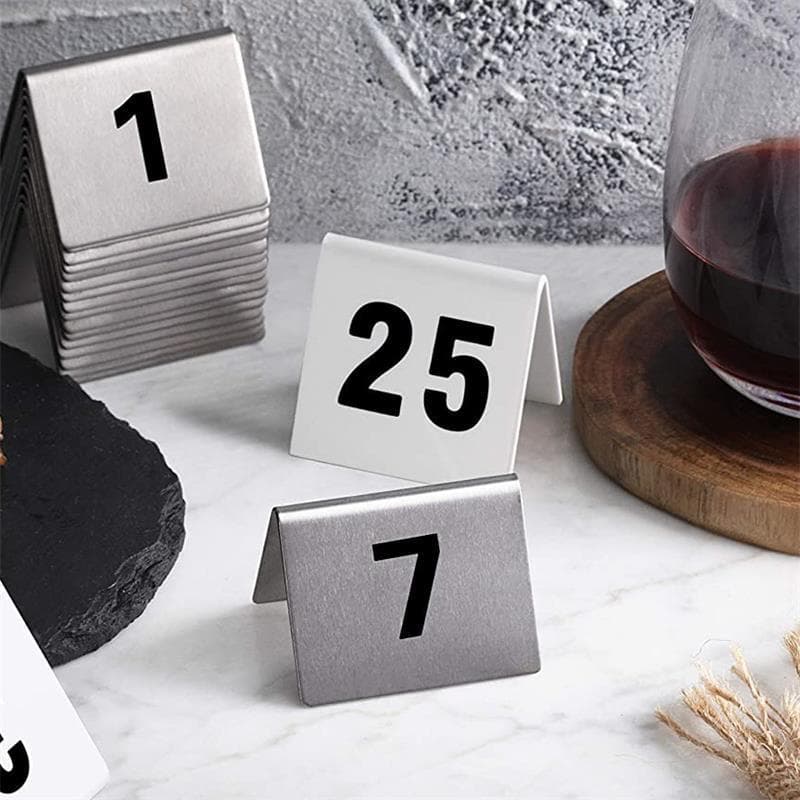 ป้ายหมายเลขโต๊ะสแตนเลส เบอร์โต๊ะ มี10ชิ้น Table Numbers Set 1-20 ป้ายตั้งโต๊ะ ป้ายบอกเลขโต๊ะสแตนเลส รูปที่ 2