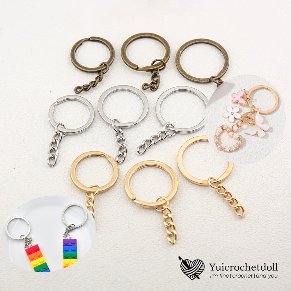 พวงกุญแจแบบแบนพร้อมโซ่ อะไหล่พวงกุญแจ พวงกุญแจหนัง Key cover สี Nickel, KC Gold, Antique bronze plated flat key rings รูปที่ 1