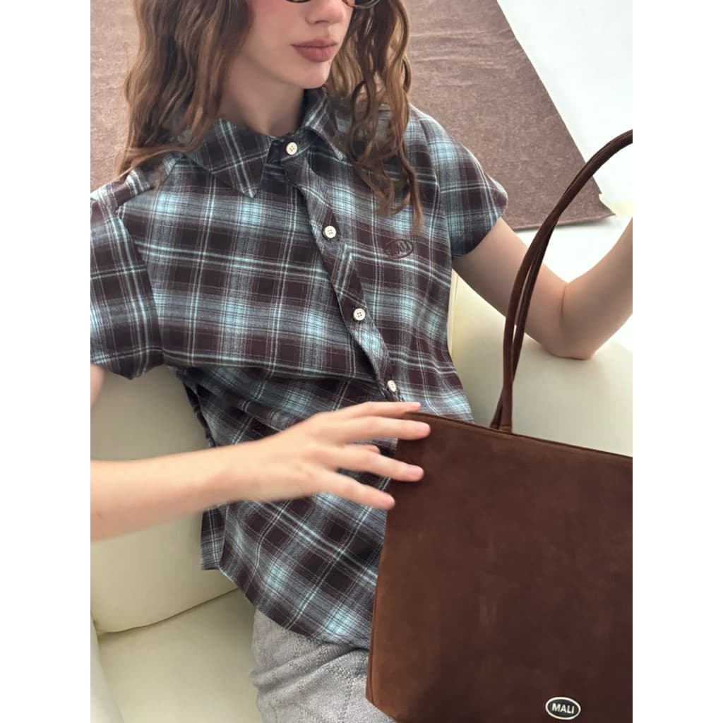 MALI Scottie top เสื้อเชิ๊ตเข้ารูปแขนสั้น รูปที่ 7