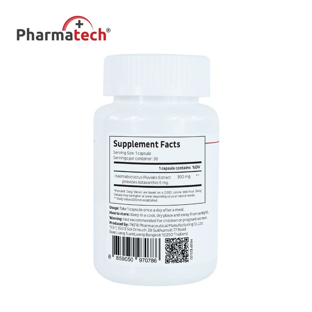 แอสตาแซนธิน 6 มก. ฟาร์มาเทค Astaxanthin 6 mg. Pharmatech สาหร่ายฮีมาโตค็อกคัส พลูวิเอลิส รูปที่ 4