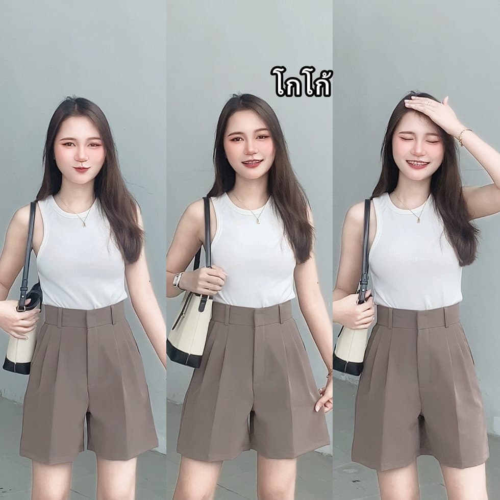 กางเกงขาสั้นสำหรับสาวสะโพกใหญ่ ยาว 17 นิ้ว ขอบเอวสูง 2 นิ้ว ช่วยเก็บหน้าท้อง รูปที่ 6